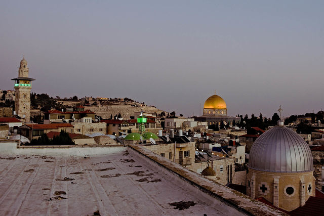 Jeruzsálem óvárosa a szálláshelyünk teraszáról 2019 őszén