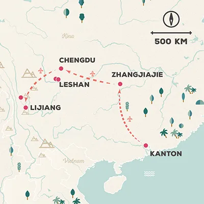 Dél-Kína utazás térkép