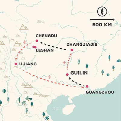 Dél-Kína utazás térkép